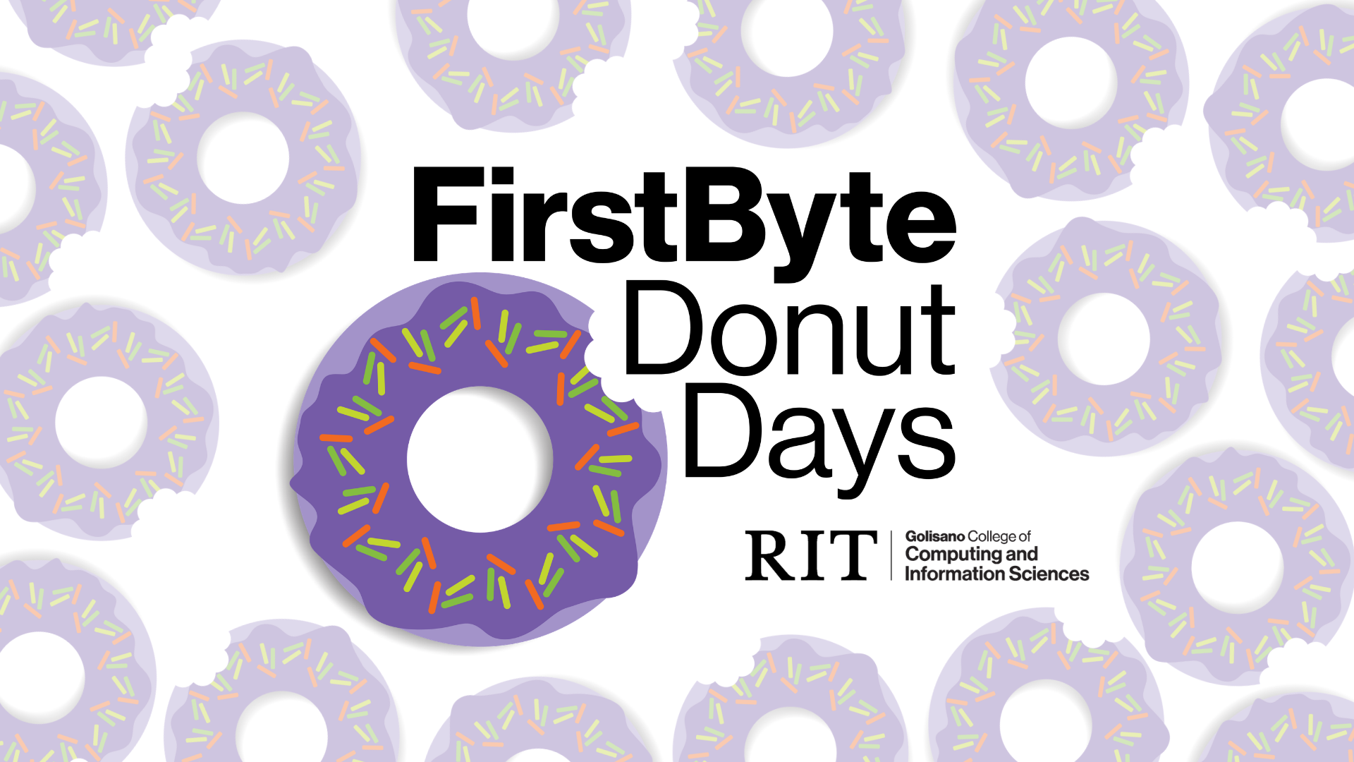 FirstByte: Donut Days. Image: large purple donut with a bite taken out of it with GCCIS lockup