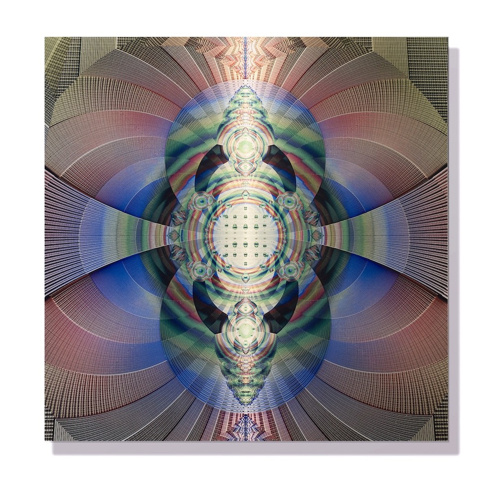 A holographic-looking image with vibrant colors.