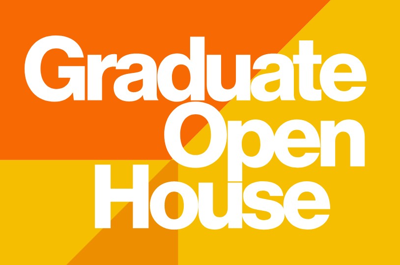 orange and yellow background with "Graduate Open House"