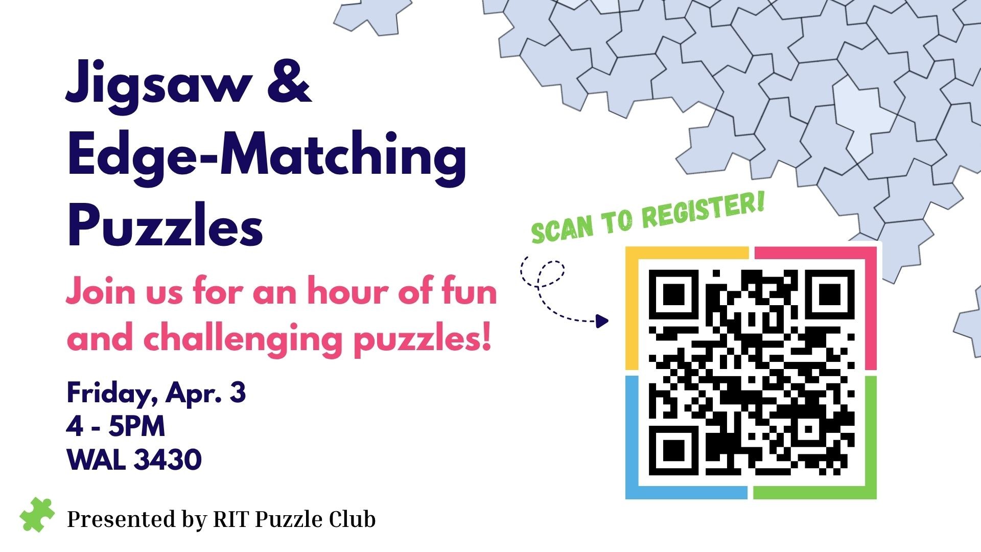Join us for an hour of fun and challenging puzzles!