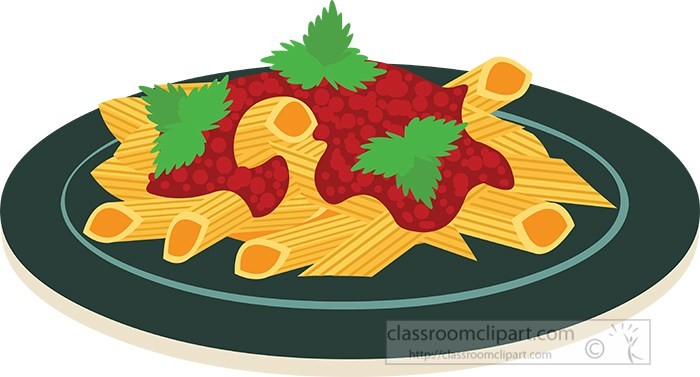 clip art showing penne pasta with red sauce