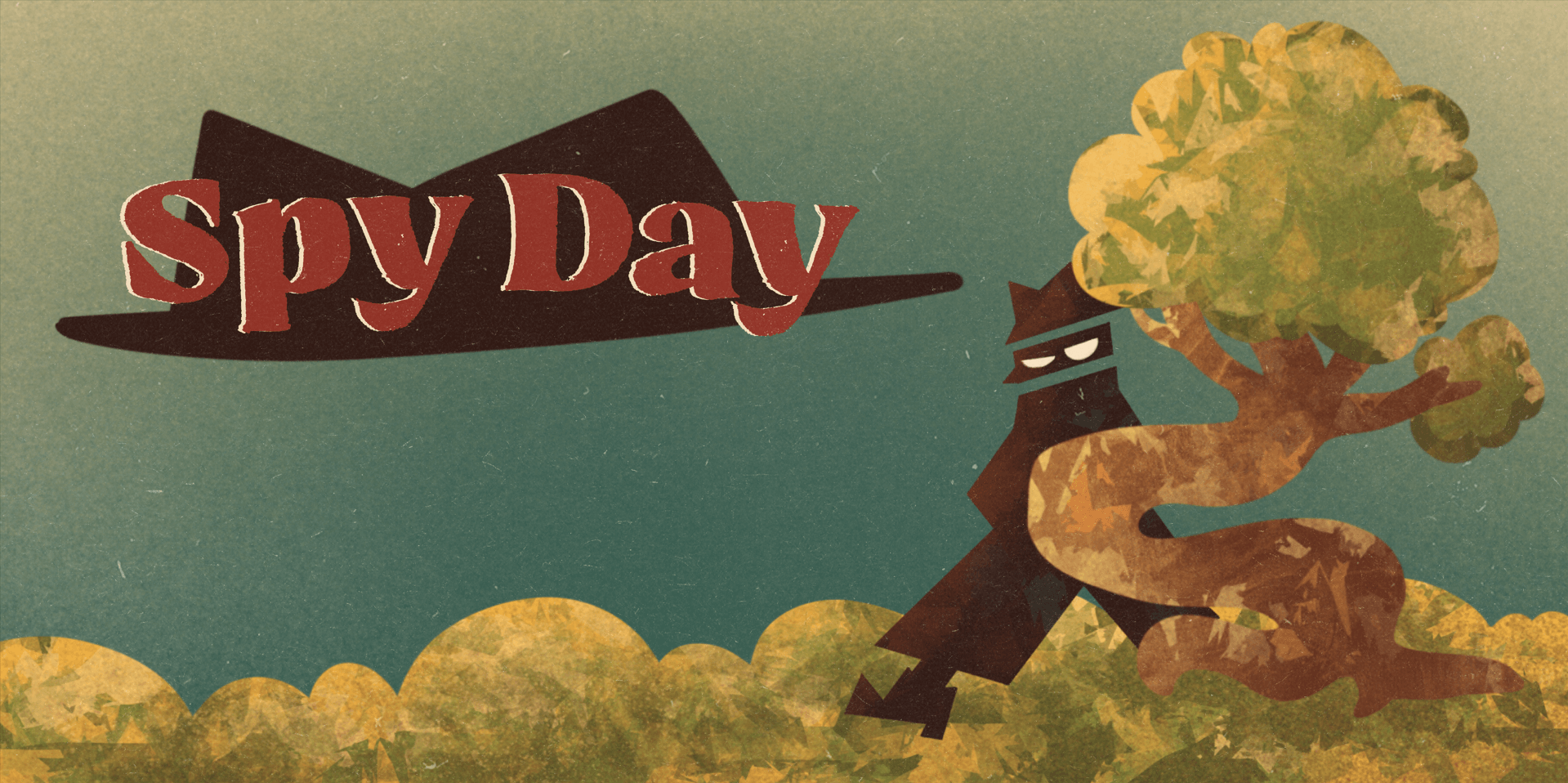 Spy Hiding Behind a Tree, Spy Day title 