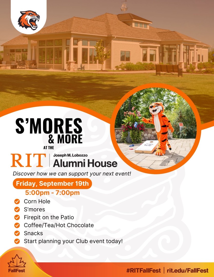 S'mores & More event at Lobozzo Alumni House on Friday, September 19th from 5-7pm. Please join us!