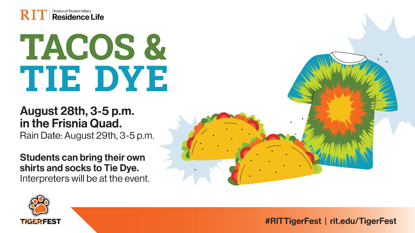 Tacos & Tie Dye - Aug 28, 3-5pm, Frisnia Quad near Ellingson Hall & LBJ