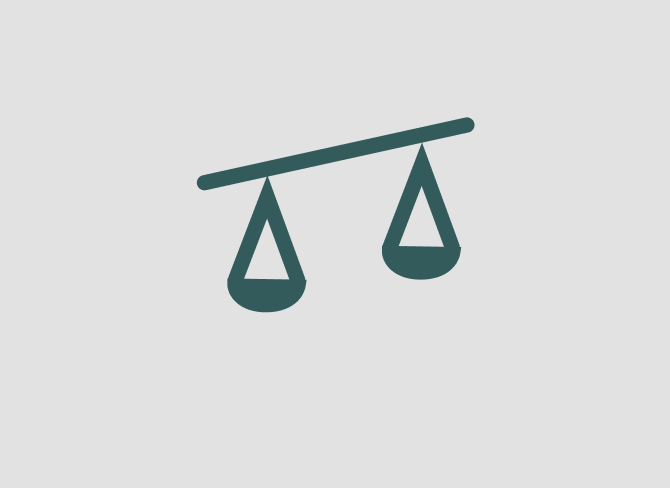 Teal "scale balance icon" on grey background