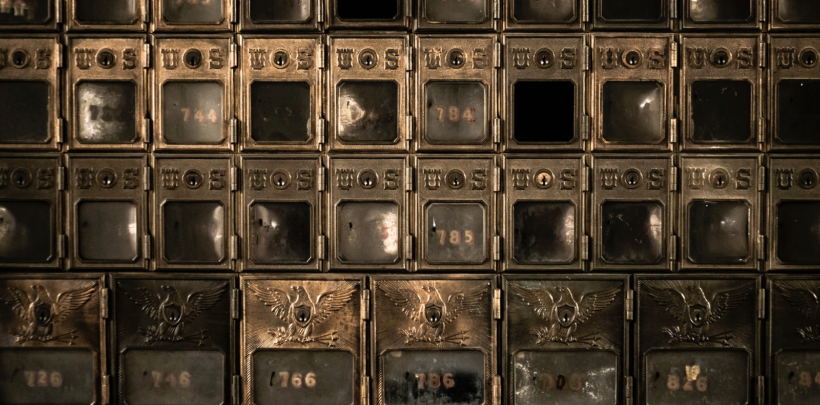 Vintage bronze mail boxes