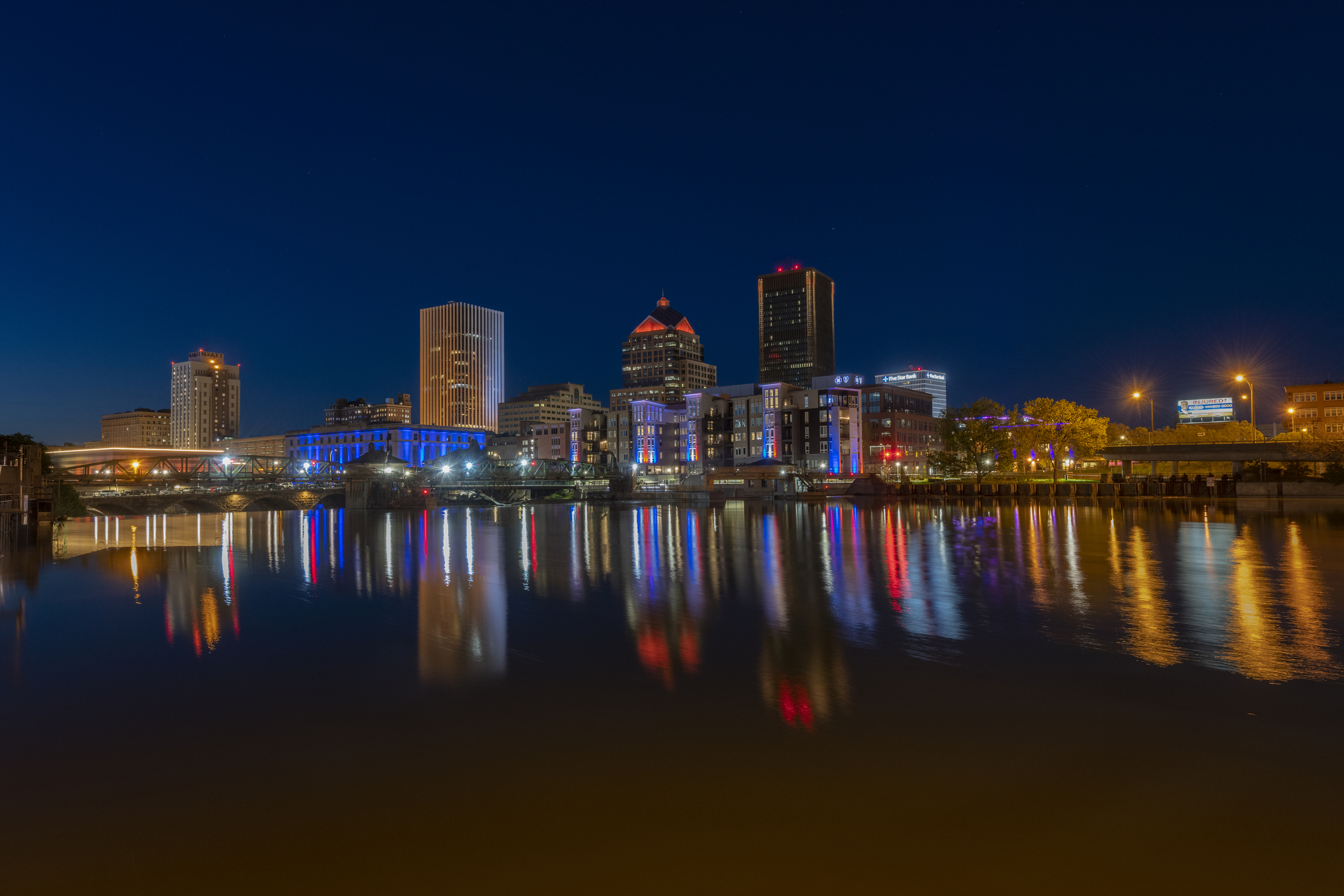 city of rochester in the night