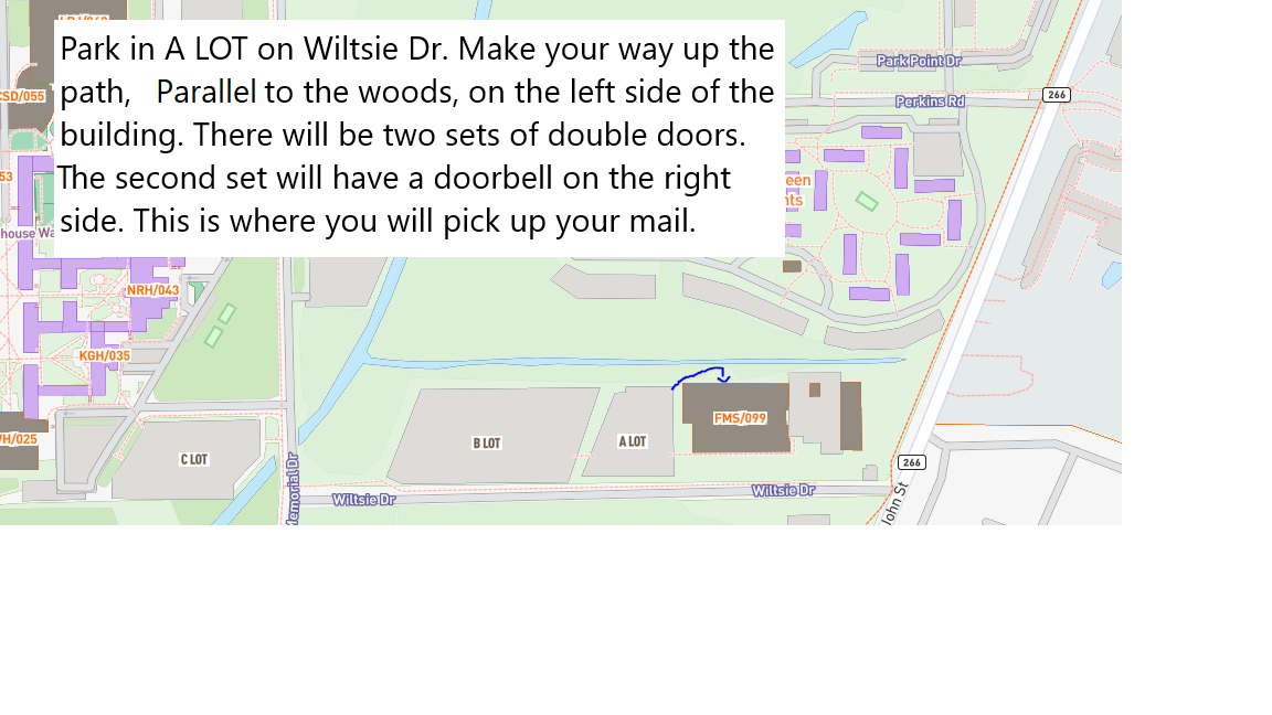 MAP FOR PACKAGE PICK UP FOR STUDENTS AT DSP