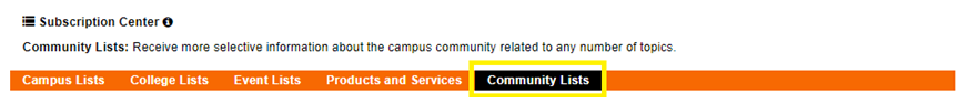 Subscription Center Website to Select Community Lists