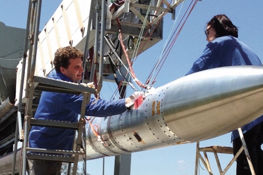 Man building a rocket