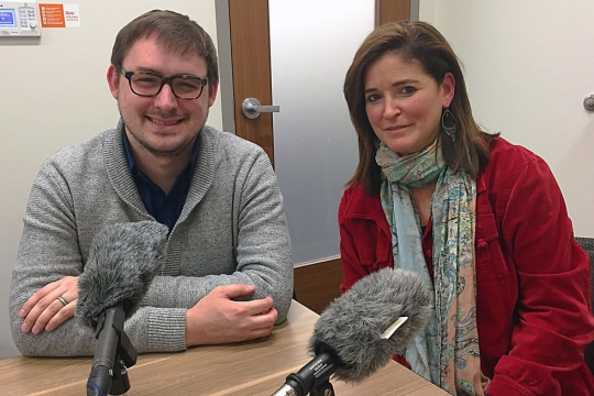 student Jacob Wadsworth and porfessor Caroline Easton.