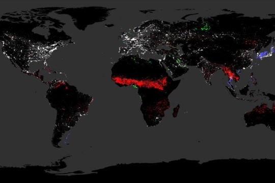 satellite image of the world at night.