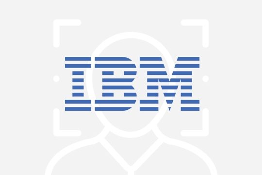 IBM logo over outline of person icon.