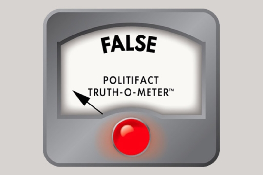 illustration of meter reading False: PolitiFact Truth-o-meter.