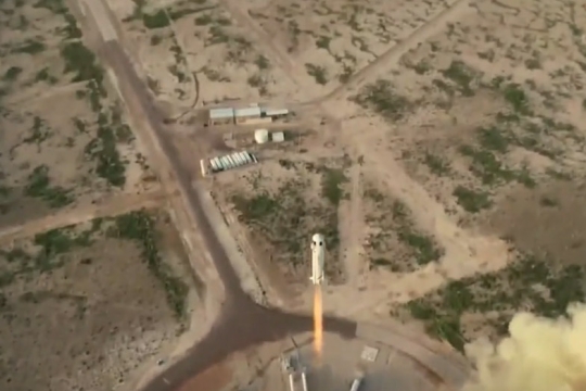 rocket launching into space.