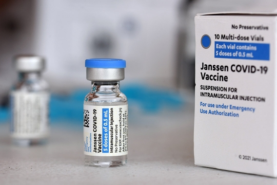 vial of Janssen COVID-19 vaccine.