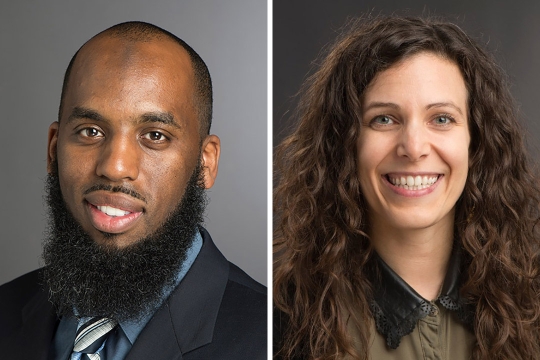side-by-side portrait of faculty members Irshad Altheimer and Janelle Duda-Banwar.
