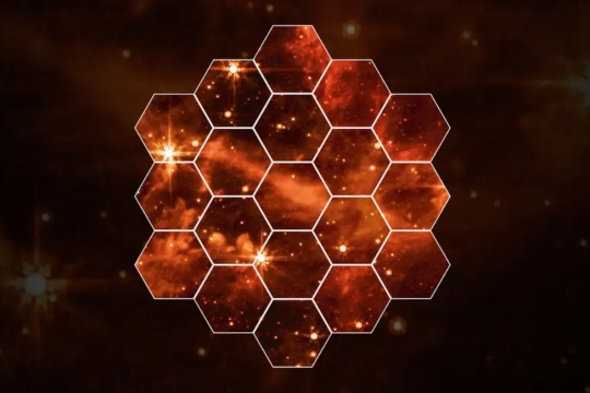 The James Webb Space Telescope’s mid‑infrared image of nearby galaxy the Large Magellanic Cloud.