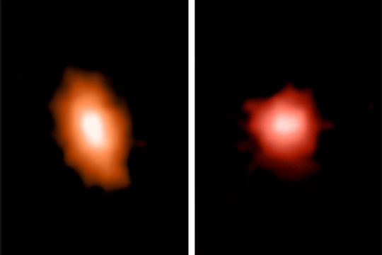 two distant galaxies captured by the James Webb Space Telescope.