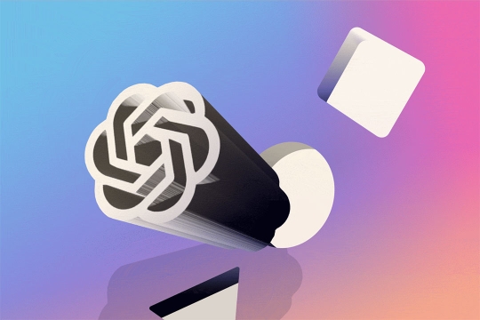 graphic with the Chat G P T logo as a 3 D object trying to fit into a round hole.