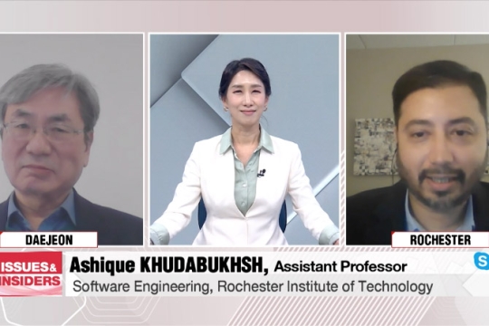 3 people appear on a panel on television