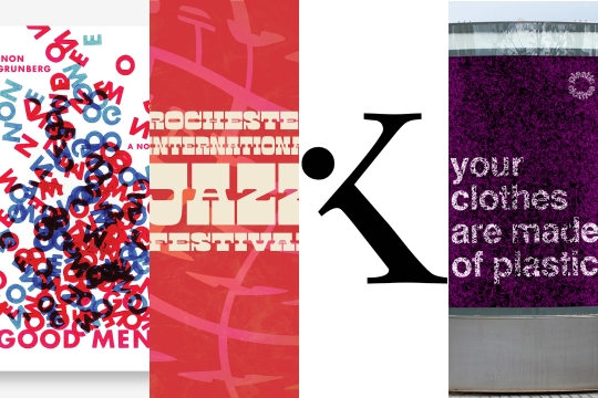 A collage of four typographic designs.