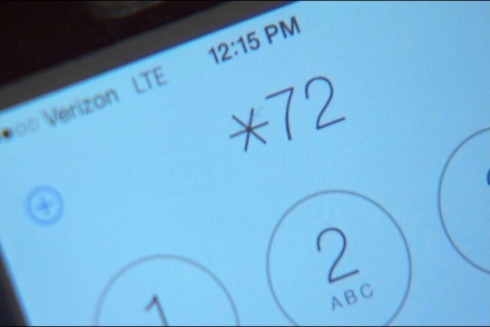 a phone screen is show with star 72 as the number on the dial pad