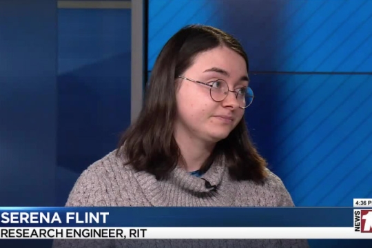 Serena Flint appears on screen with WHEC in a brown sweater