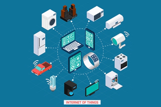 a graphic image showing the idea of the internet of things.