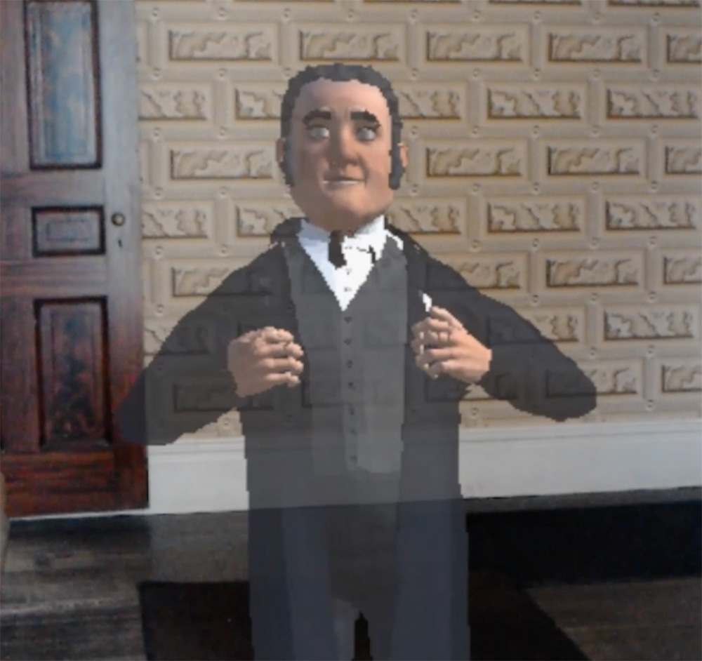 Rendering of a man wearing a suit in AR.