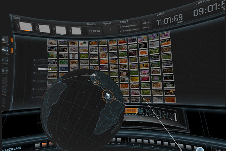 Visualization showing the globe and photos.
