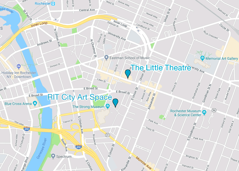 Map of the two shuttle stops in the city.