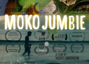 A cropped section of a Moko Jumbie poster.
