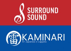 Stacked logos for RIT Surround Sound and Kaminari.