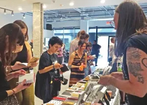 Attendees at an indie book fair.