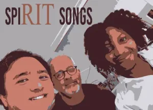Stylized graphic with people and text Spirit Songs.