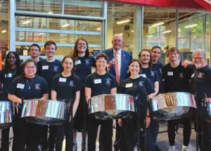 Members of the Tiger Steel Steelband Ensemble.