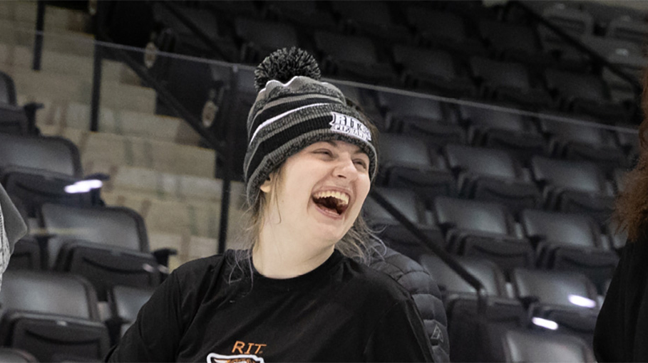 Students skating at the ice rink.