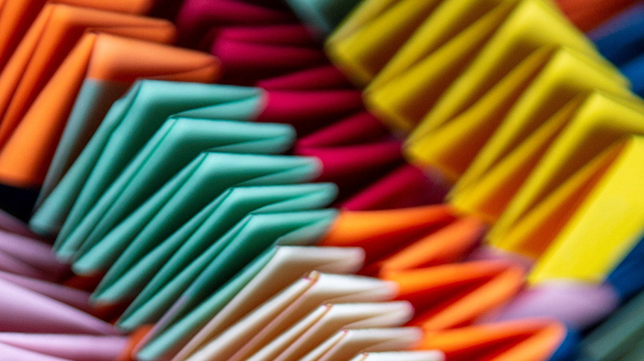 Image of multi-colored, folded paper