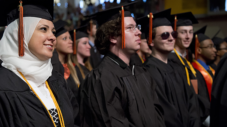 Graduating students with their caps and gowns