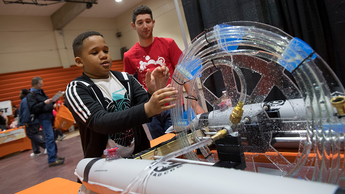 A child using a clear instrument at Imagine RIT.