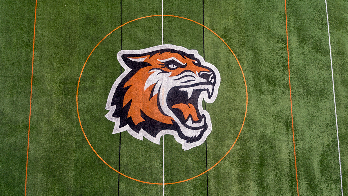 RIT Tiger logo on the field.