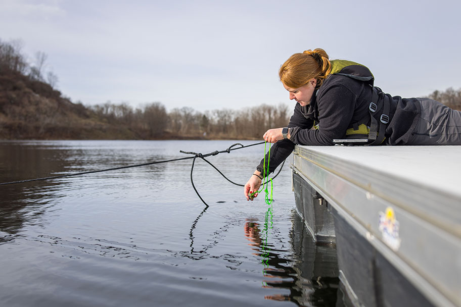 Student collects samples
