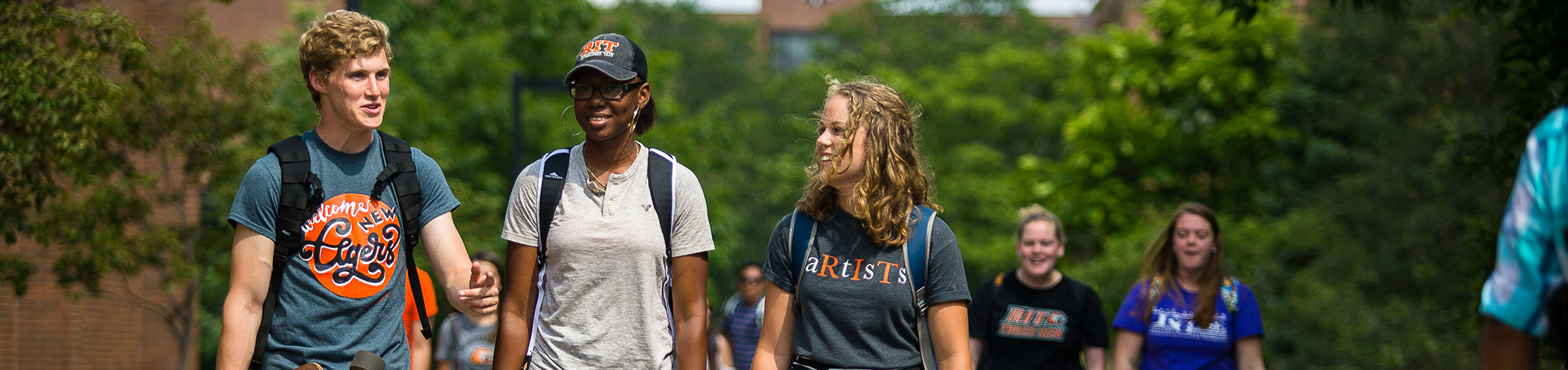 Students walking to class, on campus.