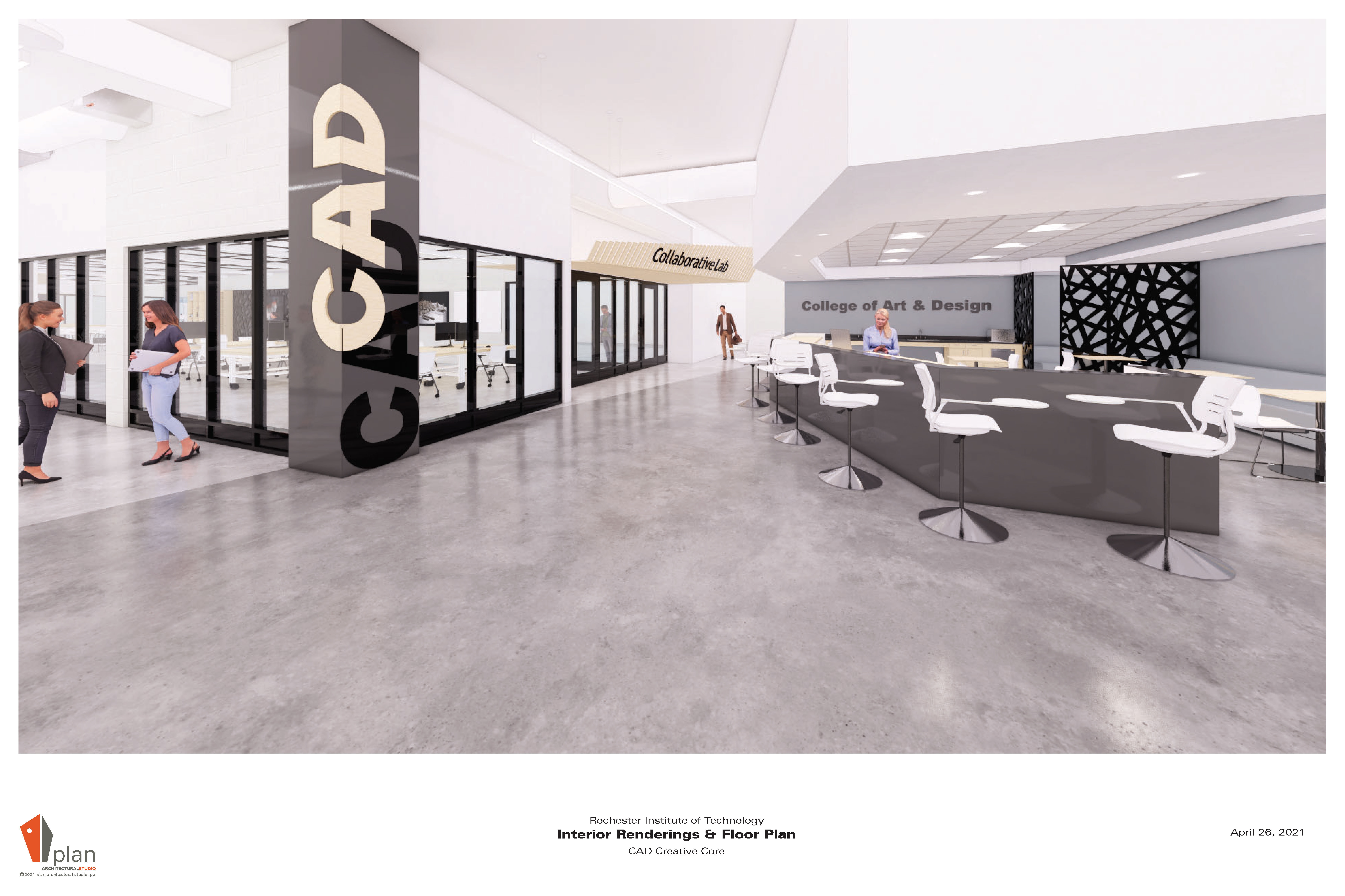 Conceptual rendering of the Creative Core main hallway