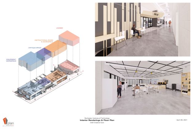 Concept drawings of Creative Core spaces 