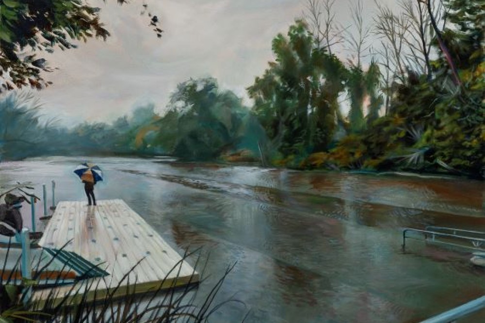 Painting of river by student william phifer
