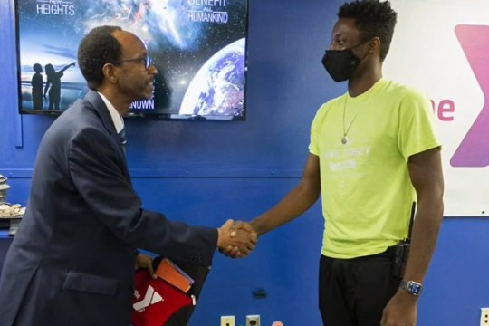 two people shaking hands.