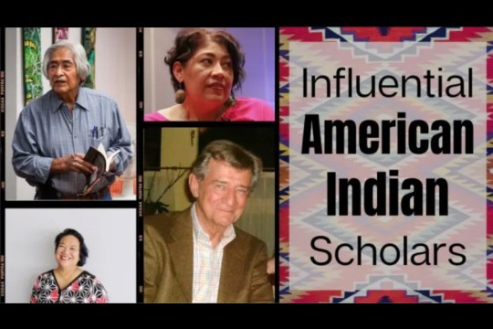 graphic with four people and the words "influential American Indian scholars."