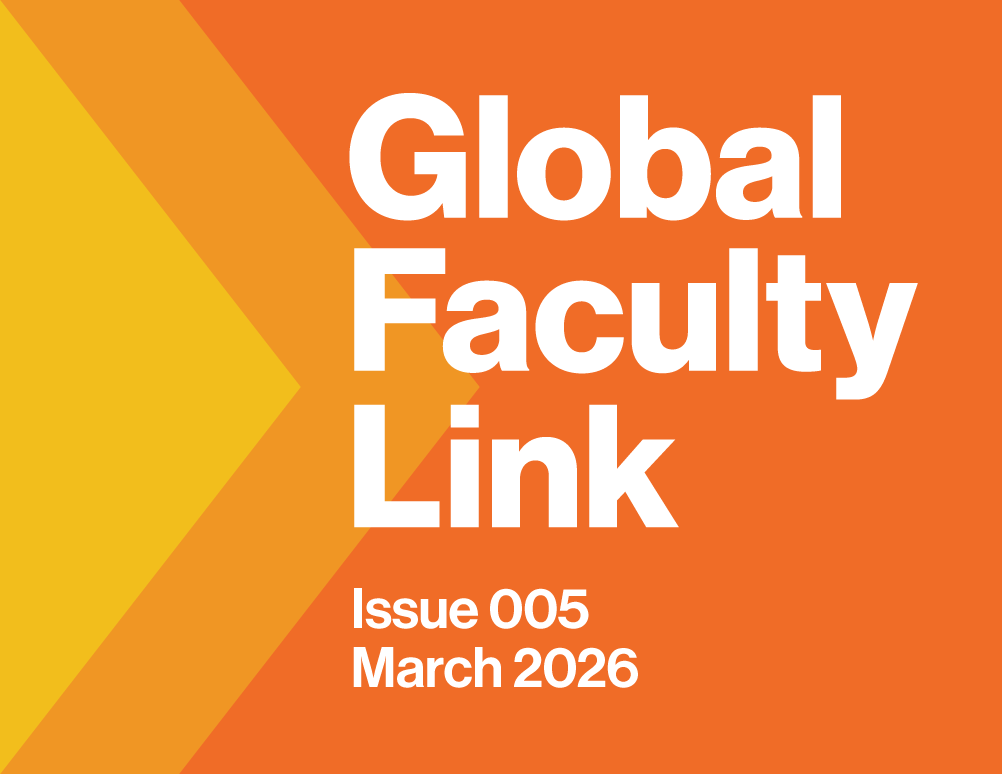 Orange Graphic with Title Global Faculty Link